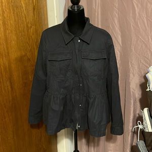 Kate Spade Broome Street Sherpa lined peplum hem jacket,sz.L